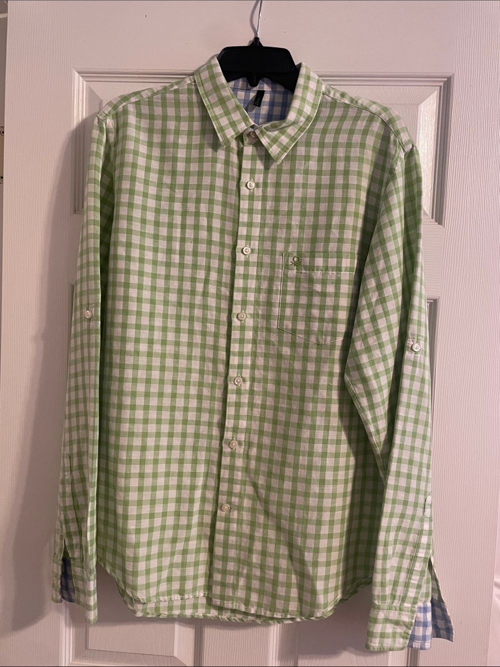Stile Benetton green check men’s shirt size L